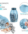Ultra Large Digital Coin Bank With LCD Counter For All US Coins, 2.8L Capacity Money Jar, shows full jar and removable lid