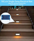 20 Pack 18 Cu In PVC Electrical Outlet Boxes Single Gang New Work Junction Box Switch Box for Residential and Commercial Use Blue DIY Friendly Pro Grade Durable Plastic Wall Box with Easy Install and Safe Wiring, blue PVC box on stairs