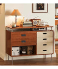 Mid-century modern cabinet with drawers and books, Hidden Drawer Ring Pull Handles 2 Pack 4 Inch Zinc Alloy Square Embedded Cabinet Door Knobs Easy Install Screws Included Slick Black Finish For Wardrobe Drawer Cabinet And Furniture Makeover installation.