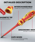 1000V Insulated Electrician Screwdriver Set With Pro Grade Magnetic Tips, ergonomic handle, VDE GS certified, interchangeable tip