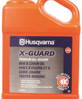 X Guard Premium All Season Bar And Chain Oil For Chainsaws One Gallon Grey High Tack Formula bottle