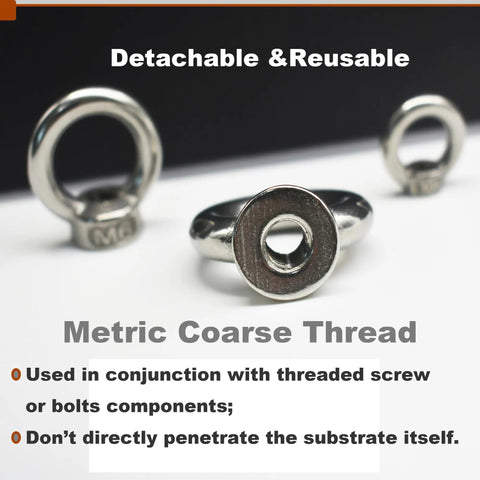 Go Anywhere Stainless M6 Eye Nuts Heavy Duty Shoulder Thread Ring Mounting Fasteners Knockout Quality Quick Release close-up view.