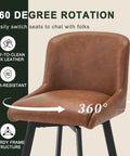 Swivel Bar Stools Set Of Three 26 Inch High Comfy Upholstered Barstools With Backs For Kitchen Island showing 360-degree swivel