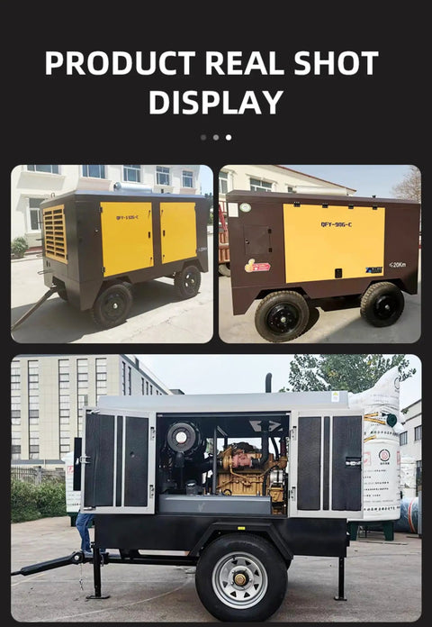 Heavy Duty Industrial Electric Air Compressor With Mobile Screw Design For Construction Mining And Drilling. Features Stable Output And Sustained Performance To Handle Tough Infrastructure Maintenance Jobs. Reliable Durability Built For Demanding