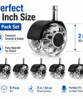 2 Inch Heavy Duty Chair Caster Wheels 5 Pack Silent Swivel Replacement Casters Clear Dual Design close-up view