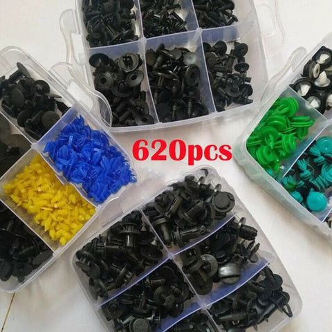620 Piece Car Fastener Clips Kit With 24 Styles Door Rivet Repair Set For Universal Cars, Push Type Clips Multicolor Durable Fasteners For Interior Exterior Panels Bumpers Trunk, 620pcs organizer