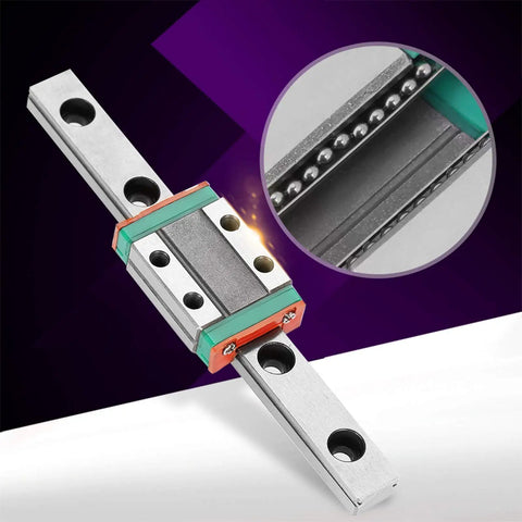 LML9B 100mm Miniature Linear Motion Rail Kit For CNC Machines And 3D Printers showing rail and block close-up