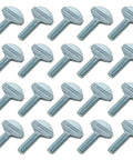 Heavy Hitting 20 Pack Galvanized Carbon Steel Thumb Screws 1/4 Inch 20 Thread By 3/4 Inch Length, showing close-up of flat head design.
