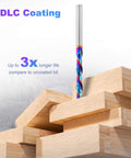 Pro Grade One Quarter Inch Shank Compression Router Bit Extra Long Four Inch Overall Length Two Inch Cutting Length DLC Coated
