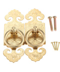 Antique Brass Ring Pulls Two Pack 10cm 3.94 Inch Classic Chinese Style Furniture Hardware for Drawers Cabinets with Screws