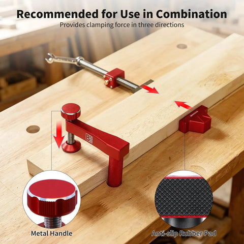 Ironclad Bench Dog Clamp Pack For Mft Workbenches With Ten Nonslip Inserts Fit Standard Three Quarter Inch Dog Holes drop-in clamp with metal handle and anti-slip rubber pad