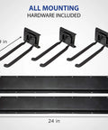 Components of Chair Storage Rack Wall Mounted Organizer And Hanger System For Home And Garage Heavy Duty Steel, with dimensions.