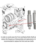 Professional Grade Dryer Drum Roller Shaft Kit with detailed diagram showing front and back roller shafts for Whirlpool Kenmore Sears.