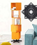 Interior with orange shelves and Heavy Duty Bar Stool Swivel Plate 6 Inch With Solid Ring Ball Bearings 400 Lbs Capacity