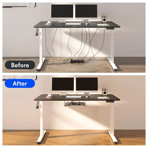 En2 Standing Desk With Clamp Power Strip And Built-In USB Outlets, Electric Height Adjustable Sit-Stand Desk With Cable Management