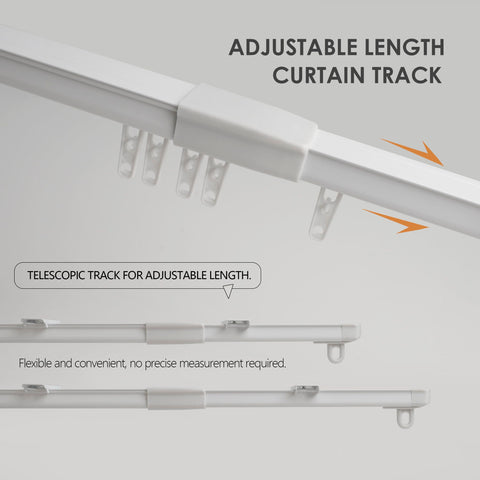 Retractable Ceiling Curtain Track System For Room Dividers And Showers Adjustable 31 To 59 Inches No Guesswork Hassle Free Fit Ceiling Mounted Curtain Rail Easy Install White Finish telescopic white track