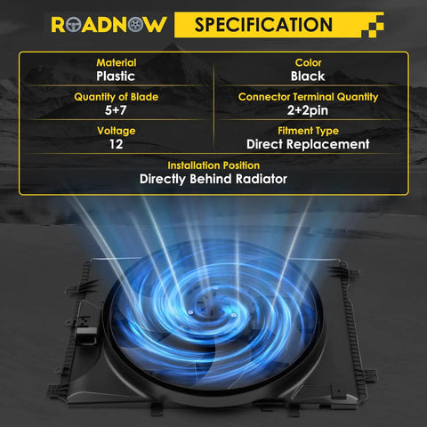 No Sweat Radiator Cooling Fan For Mercedes-Benz C230 C250 C300 C350 C63 AMG showing black plastic design and installation details.