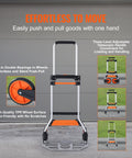 Folding Hand Truck And Dolly For Easy Haul, 275 Lb Capacity Aluminum Cart With Telescoping Handle, Heavy Duty Luggage Trolley