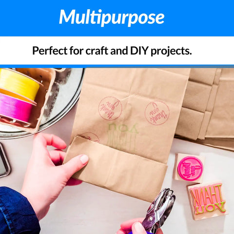 Person crafting with Brown Paper Lunch Bags 500 Count Durable Kraft Bags For Lunches Snacks and Crafts Flat Bottom Upright Design