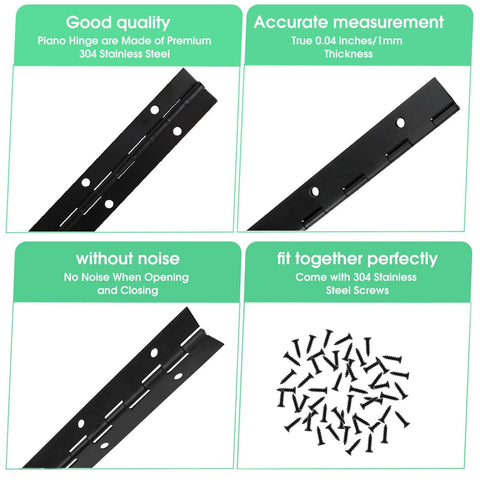 Heavy Duty 6 Inch Stainless Steel Piano Hinge Continuous Hinge With 1.2 Inch Open Width featuring pre-drilled holes and screws