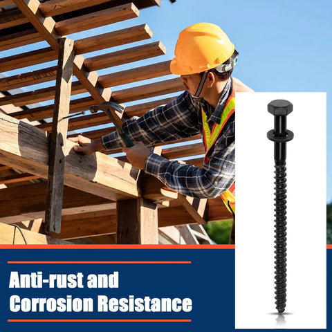 Builder using 100 Pack 5/16 X 5 Inch Hex Head Lag Bolts For Wood And Ceramic With Black Coated Finish And 100 Washers