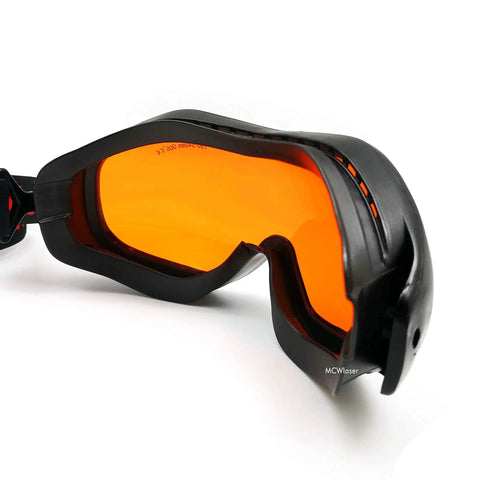 OD5 Plus Laser Safety Glasses for 190 to 540 Nm Absorption Type Protective Goggles With 50 Percent Visible Transmittance in black frame