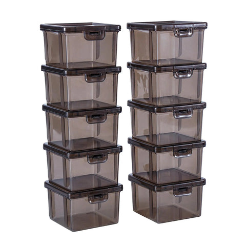 10 Pack Small Plastic Storage Containers With Lids Black Square Mini Boxes For Beads Crafts Jewelry Findings Stickers Tiny Tools And Small Items Stackable Organizer Bins