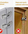 Two-Pack Hidden Hinges For Frameless Cabinet Doors, 90 Degree Concealed Surface-Mount Hinges For Modern Cabinets, showing proper and improper installation