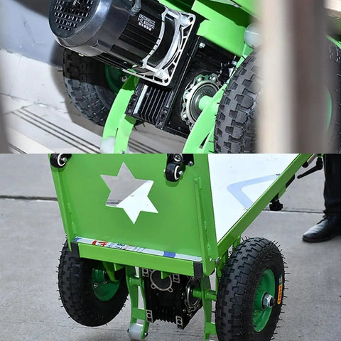 Heavy Duty Electric Stair Climber Hand Truck Workhorse For Moving Heavy Objects With Aluminum Alloy Frame Lightweight Yet Rugged S shaped support arm up stairs, green frame with wheels