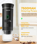 Portable Espresso Machine Featuring Self Heating System And 20 Bar Pressure Extraction For Road Trips Camping And Travel Adventures in black with USB-C.