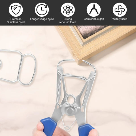 20 Pcs Solid Steel Miter Spring Clamps Kit With Ring Holder For Woodworking Trim, Crown Molding, And Picture Frames., steel clamp gripping picture frame corner