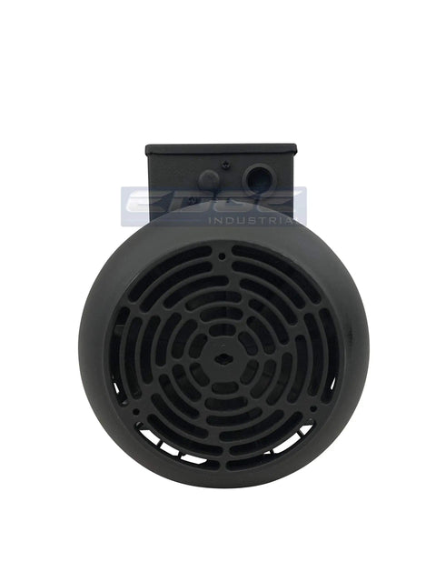 Rear view of Single Phase 5 HP 230V Electric Motor With 56H Frame And 5/8 Inch Shaft Delivers 3600 RPM For Shop Use Industrial Equipment