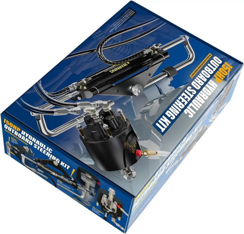 150HP Hydraulic Outboard Steering Kit for Single-Station Boats with Built-In Two-Way Lock Cylinder packaging box