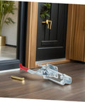 Heavy Duty Galvanized Toggle Latches For Toolbox And Draw Chest With Quick Release Pull Mechanism Offers 2183lbs Holding Capacity shown in use on a door.