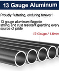 13 gauge aluminum tubes for 25 Foot Heavy Duty Flag Pole Built Tough Aluminum Rust Resistant Wind Tested To 100 MPH