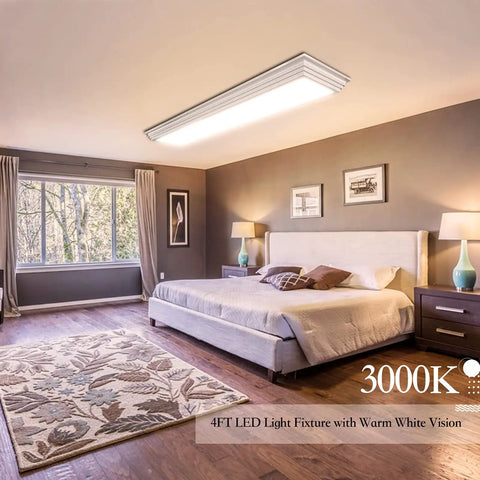 Bedroom with 2ft Dimmable LED Wraparound Light With 3 Color Temperature 3000K 4000K 5000K 50W 5500LM Kitchen Flush Mount Linear Ceiling Fixture
