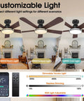Ceiling Fans,46" RGB Low Profile Ceiling Fans with Lights showcasing customizable light settings in a living room.