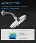 All Metal Shower Head Swivel Ball Adapter With Adjustable Arm Extension Connector, Universal Showering Component In Chrome, Solid Brass Build, Super Easy Install, 40 Degree Angle Range For A More Powerful, Customizable Shower. Chrome shower arm and round shower head on black background