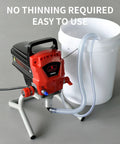 Pro Grade Airless Paint Sprayer With 950W Motor And 0.52 GPM Flow Rating connected to a paint bucket for easy use.