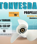 Aluminum Outboard Propeller Set For 50 To 130HP Boats With 15 Spline Right Hand 3 Blade Includes Four Size Options 13 By 19