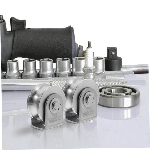 Two Pack Stainless Steel Pulley Wheel With Bearing, Heavy Duty Industrial Door Track Crane Roller For Gym Equipment