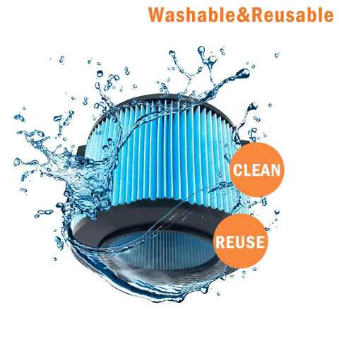 Replacement Filter For 3 To 4 And A Half Gallon Wet Dry Vacuums 3 Layer Pleated Design Washable And Reusable with water splash