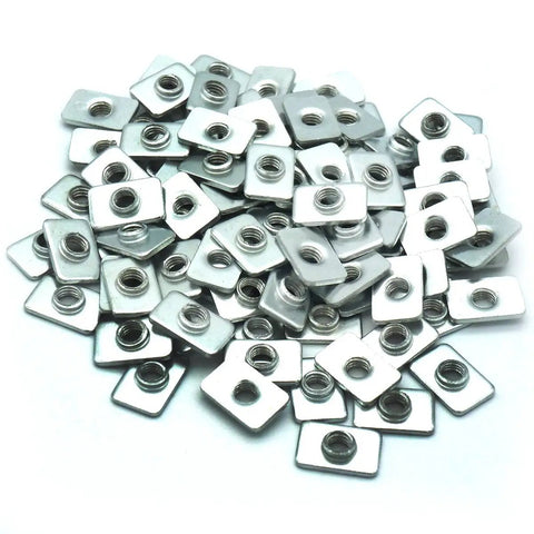 Heavy Duty M5 T Slot Nut For 2020 Aluminum Extrusions Fits 20 Series Profiles 20X20MM Flat Square Pre Assembly Nut Pack Of 100 Zinc Plated Carbon Steel