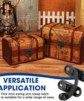 Two Pack Antique Black Hasp Latches with Alloy Swing Arm Clasp on Vintage Map Design Trunks