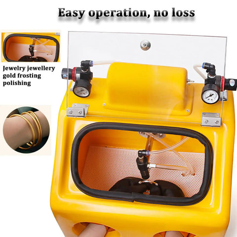 Pro-Grade Heavy Duty Sand Blaster Cabinet for Wet and Dry Processing with Adjustable Air Pressure and Built-In Lighting