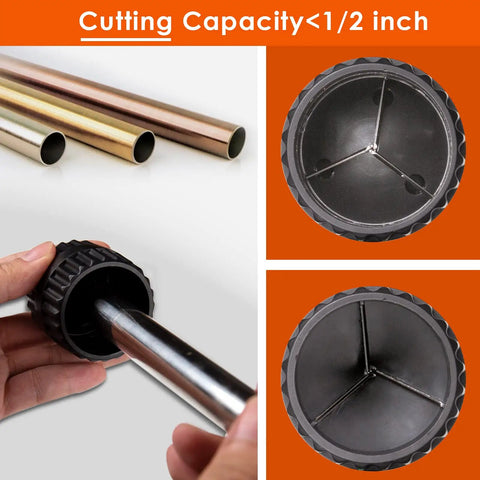 Fast Tubing Cutter Set With Mini Cutter And Deburring Tool cutting aluminum, copper, PVC tubes smaller than half inch.