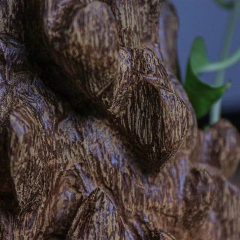 Textured surface of Solid Agarwood Feng Shui Decor Piece From Nha Trang With Aged Raw Material And Fragrance Spice
