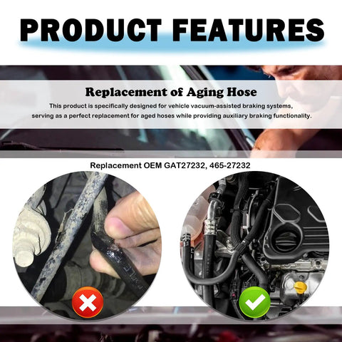 Universal Brake Booster Vacuum Hose Drop Right In 36 Inch Soft Rubber Line for replacing aging hoses in vehicles.