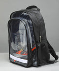 Slick Clear PVC Tool Backpack For Cleanroom Engineers Hauling Laptops And Essential Kits With Cushioned Straps and Reinforced Handles side view