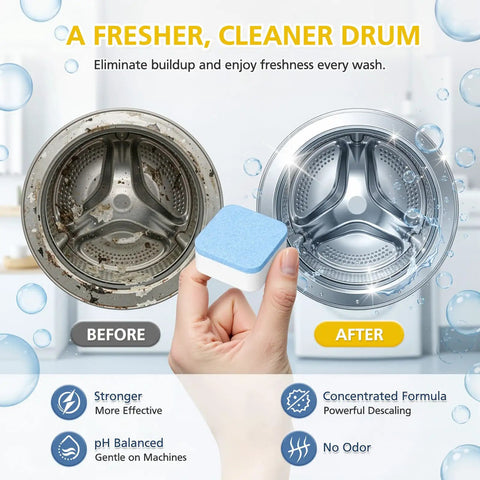 Skip The Hassle Washing Machine Cleaner Tablets For He Front And Top Load Washers Kicks Out Stink Instantly Smooth drum before and after cleaning